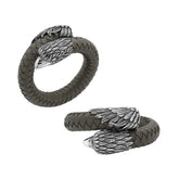 Balinese 925 Sterling Silver Eagle Head Bracelet With Grey Leather For Men